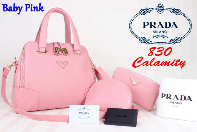 Bag Prada Calamity Super 830 set 3 uk~18x31x26 @310rb~Baby Pink (1)